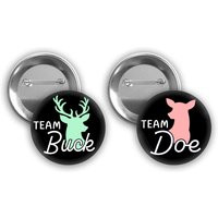 Team Buck & Doe Gender Reveal Pins, Black Background With White Text, Peach Doe Green Buck | Etsy (US)