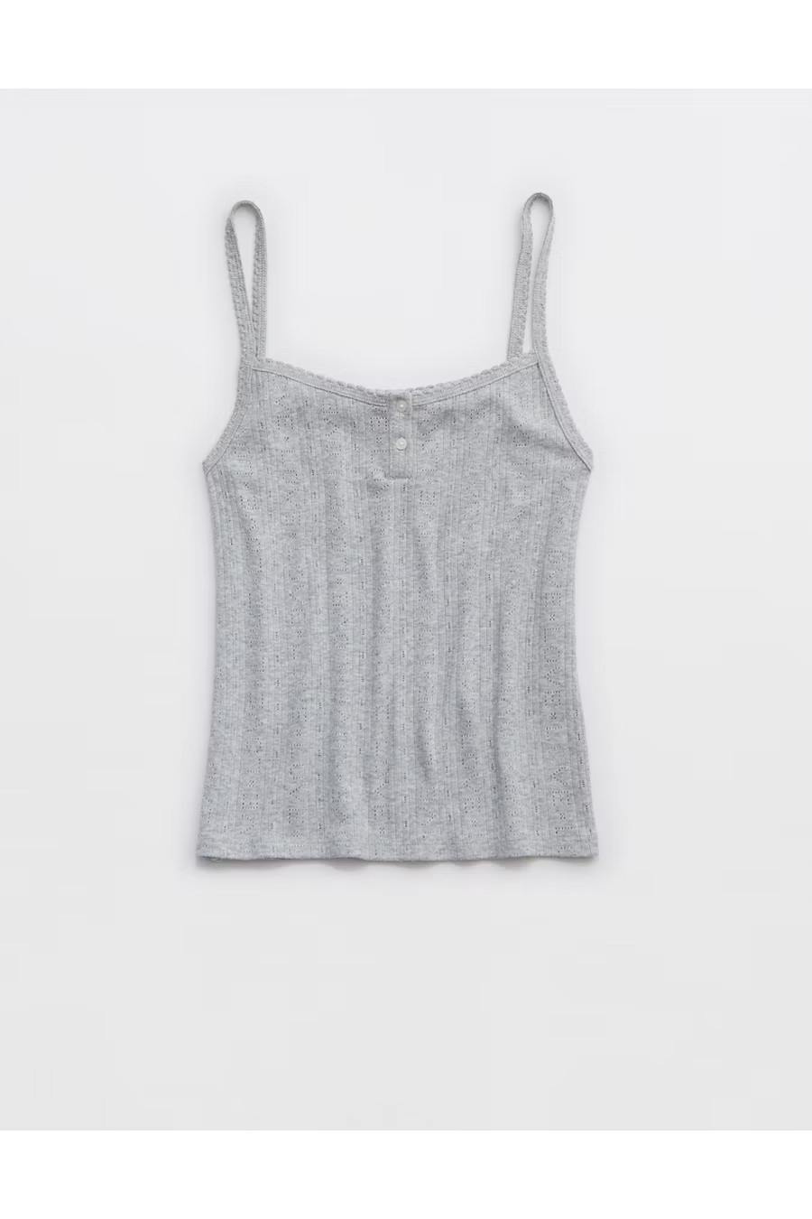 Aerie Off-Duty Pointelle Tank Top Women's Medium Heather Gray L | Aerie