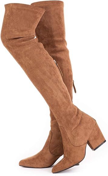 Women Boots Winter Over Knee Long Boots Fashion Boots Heels Autumn Quality Suede Comfort Square H... | Amazon (US)