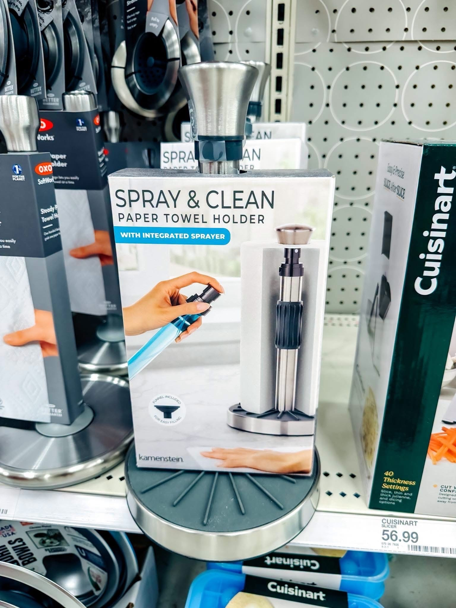 Okay Target… this is actually genius. 🤯🧼 This paper towel holder has a built in spray bottle, so your cleaner is always right where you need it for quick kitchen wipe downs. 

#TargetFinds #KitchenGadgets #HomeFinds #CleaningHacks #TargetStyle #KitchenOrganization #HomeEssentials #TargetRun

#LTKHome