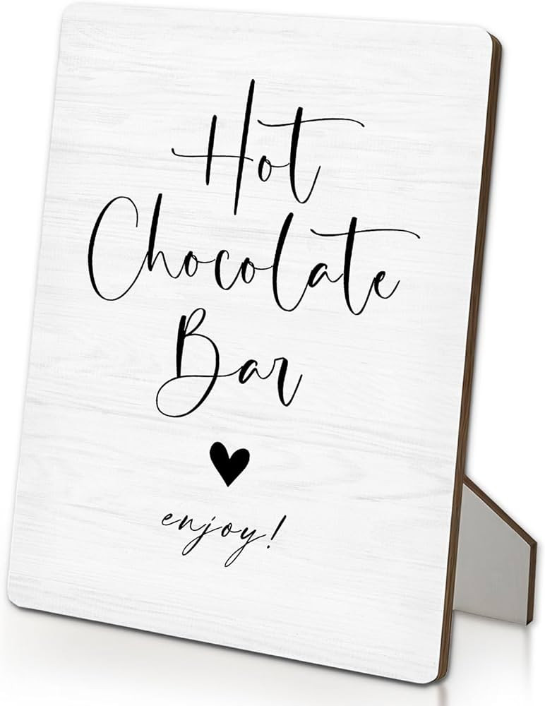 Letrero navideño de barra de chocolate caliente, letrero de madera de chocolate caliente de invi... | Amazon (US)