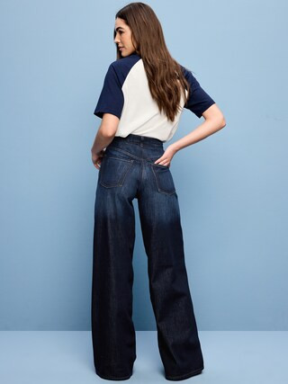 High-Waisted Baggy Wide-Leg Stretch Jeans | Old Navy (US)