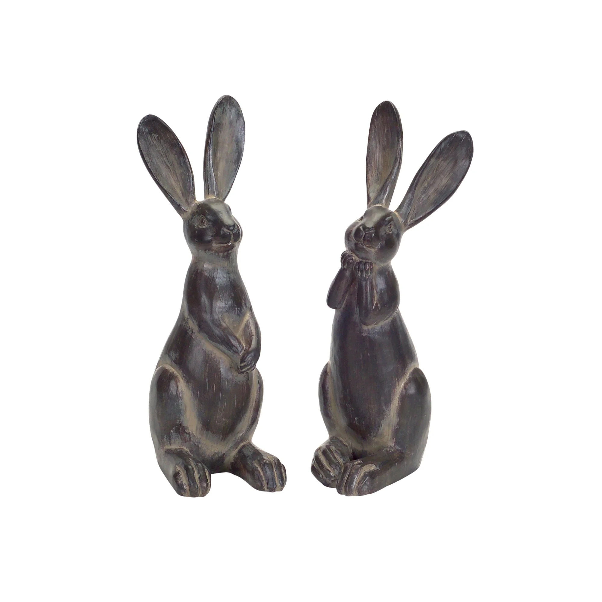 Melrose Rabbit Outdoor Statues - 11.5" - Black - Set of 2 | Walmart (US)