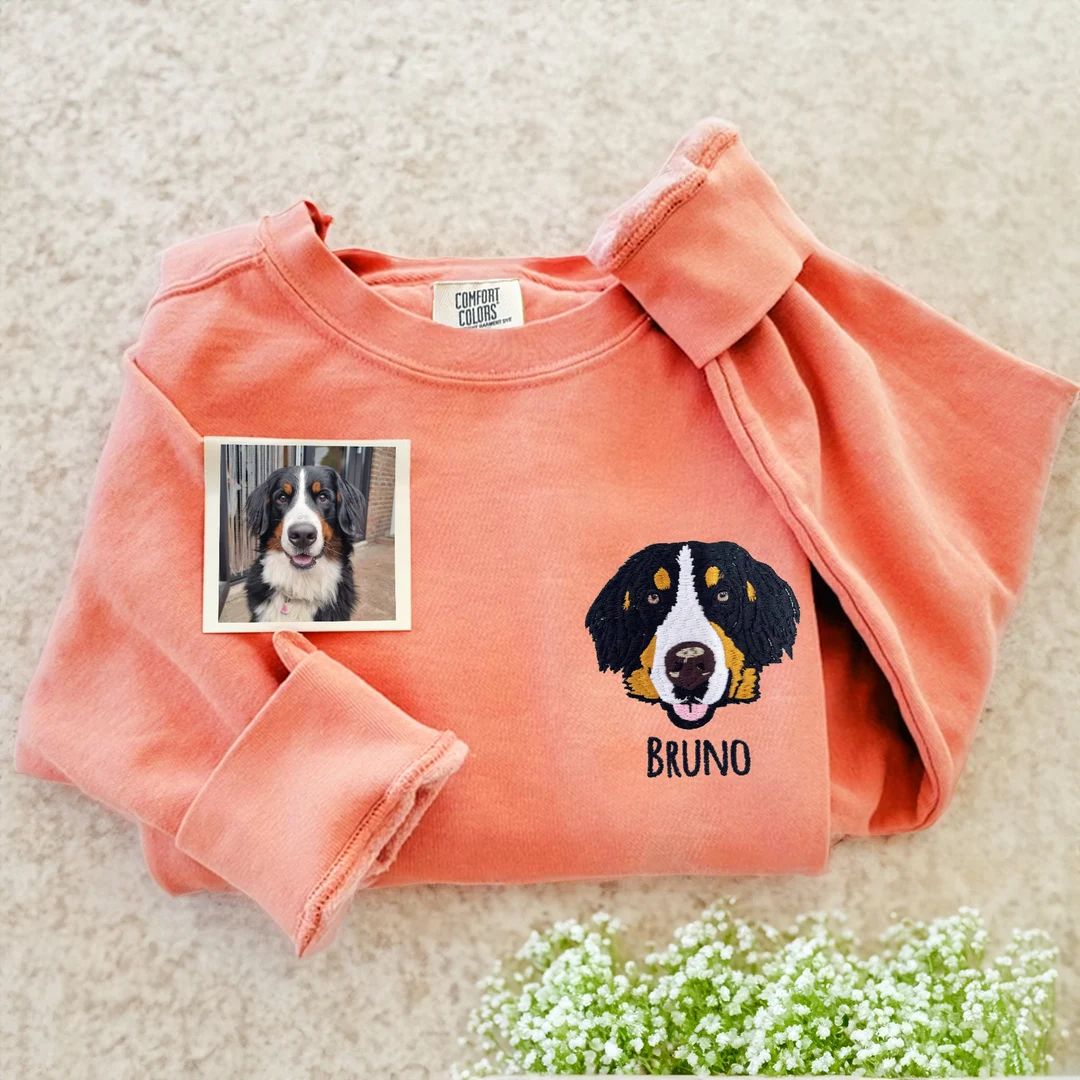 Comfort Colors® Custom Pet Embroidered Sweatshirt, Personalized Dog Shirt, Cat Sweatshirt, Pet F... | Etsy (US)
