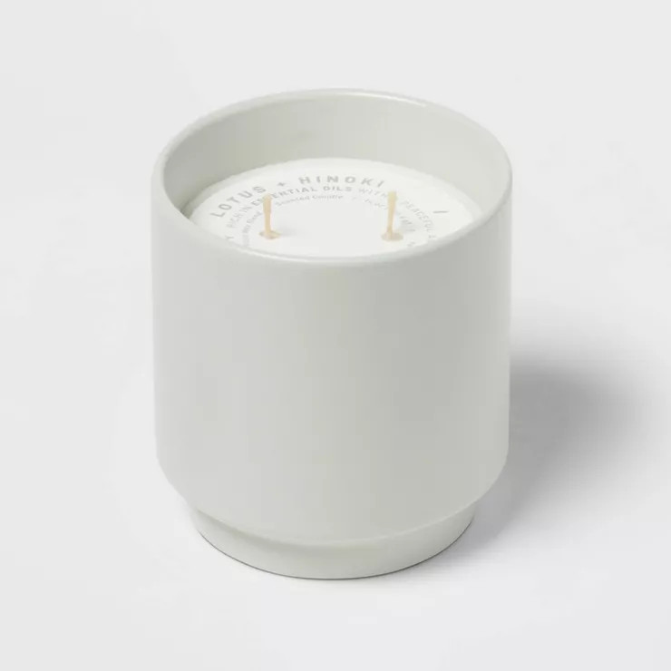 14oz Matte Ceramic Lotus and Hinoki Candle Light Blue - Project 62™ | Target