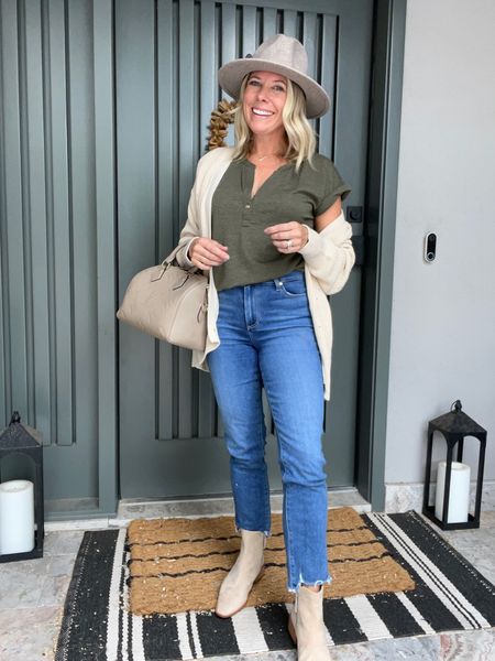 My henley is 50% off and only $22. Jeans are on sale and love these suede boots. Linked similar sweater. XS top 26 jeans and 8 booties. Nordstrom evereve loft fall outfits fall fashion 

#LTKsalealert #LTKSeasonal #LTKstyletip