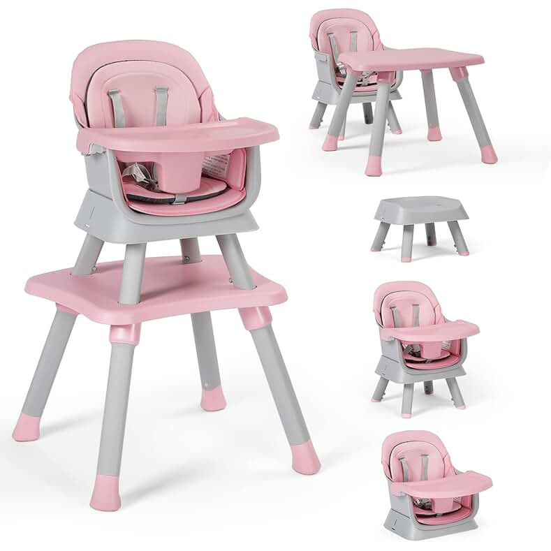 8 in 1 Baby High Chair, Coverts to Dining Booster Seat/Kids Table & Chair Set/Toddler Building Bl... | Amazon (US)