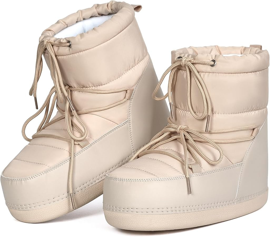 Womens Winter Snow Boots Anti-Slip Ankle Booties with Warm Lining Lace-up Outdoor Shoes | Amazon (US)