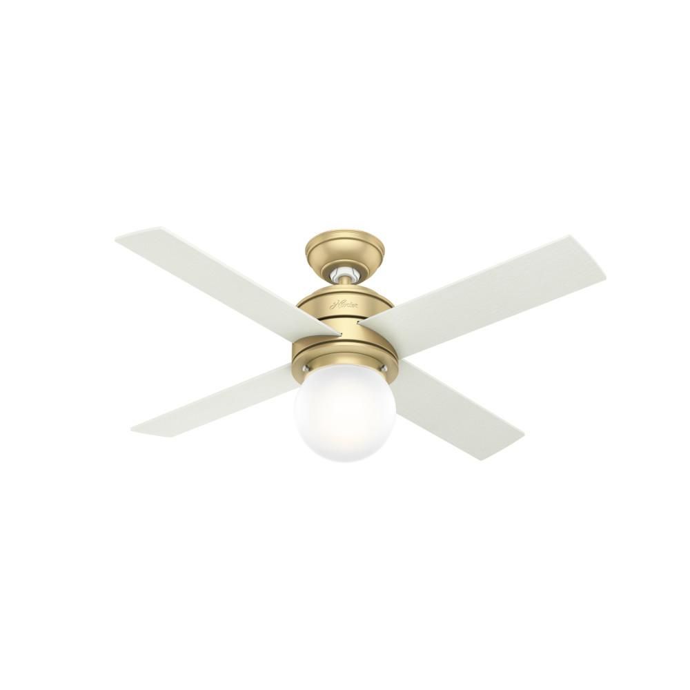 Hunter Hepburn 44 in. LED Indoor Modern Brass Ceiling Fan with Light and Wall Control | The Home Depot