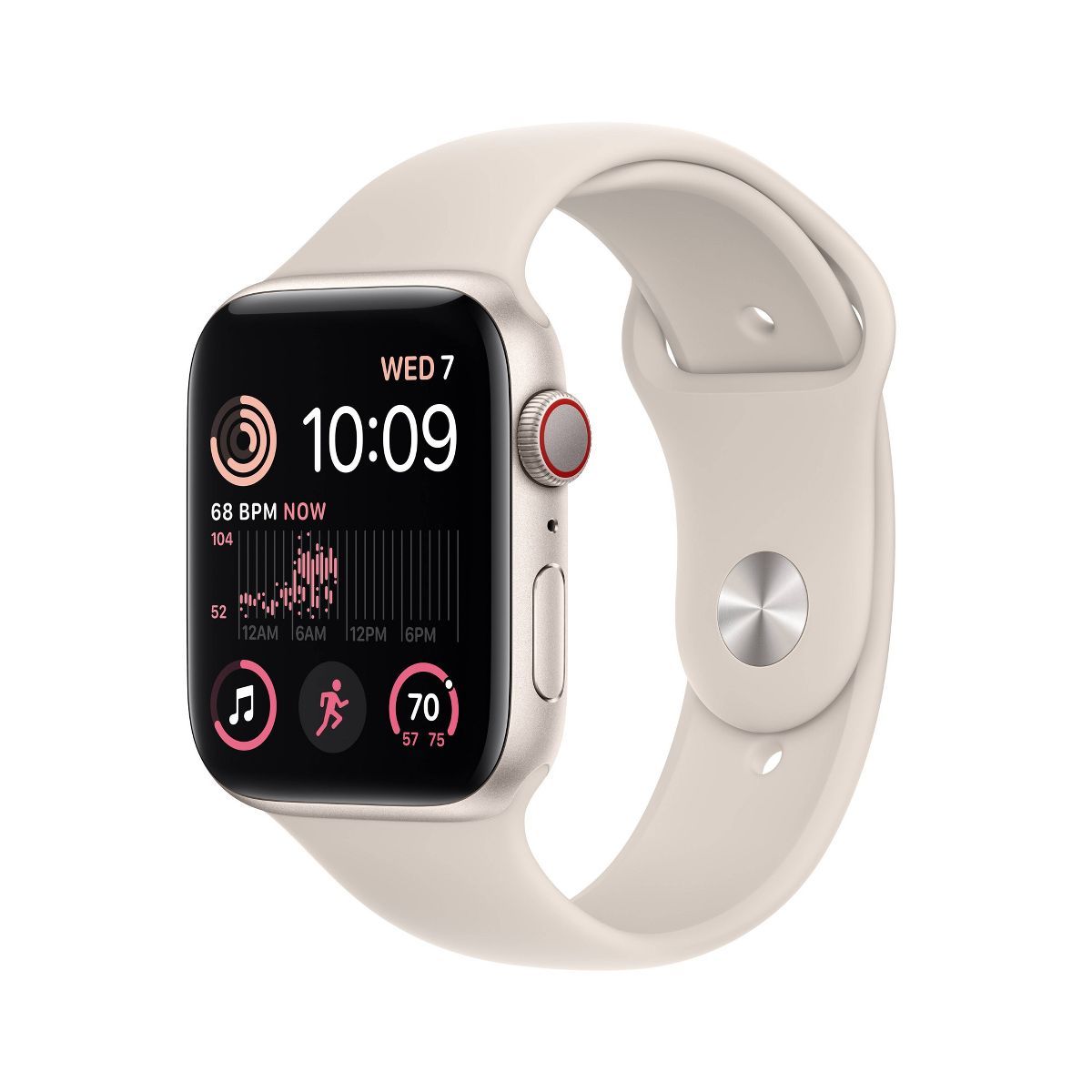 Apple Watch SE GPS + Cellular 44mm Starlight Aluminum Case with Starlight Sport Band (2022, 2nd G... | Target