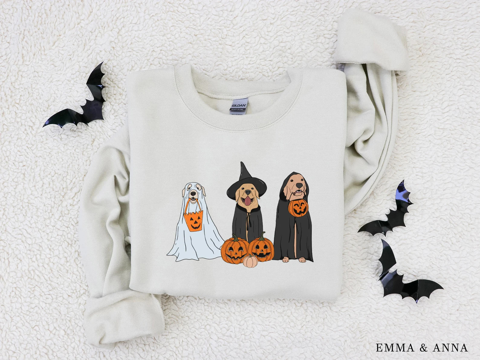 Halloween Sweatshirt Ghost Dogs Sweatshirt Halloween Dog - Etsy | Etsy (US)