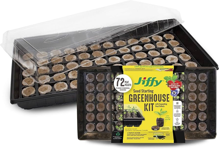 Jiffy Seed Starter Tray Kit, 72 Cell 36mm Peat Pellets with Bonus SUPERthrive and Plant Labels - ... | Amazon (US)