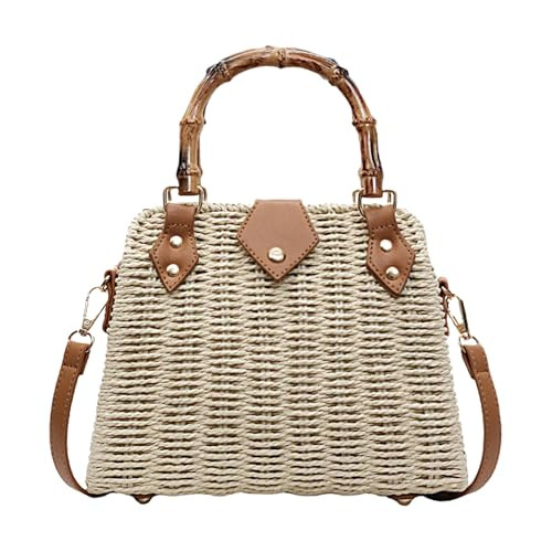 Women Straw Tote Bag Summer Beach Crossbody Bag Top-handle Woven Shoulder Handbag Vintage Vacatio... | Amazon (US)