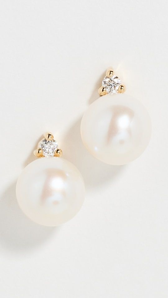 14k Pearl and Diamond Studs | Shopbop