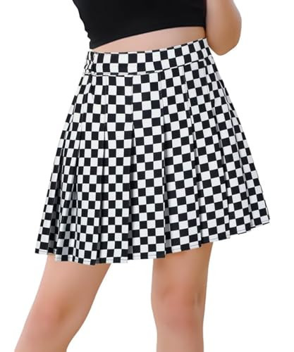 Womens Novelty Skirt, Skater Tennis Skirt High Waist School Uniform Pleated Skirt, Black, Size Small | Amazon (US)