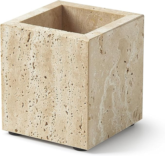 Real Natural Travertine Marble Toothbrush Holder & Pen Holder & Makeup Brush Holder & Utensil Hol... | Amazon (US)