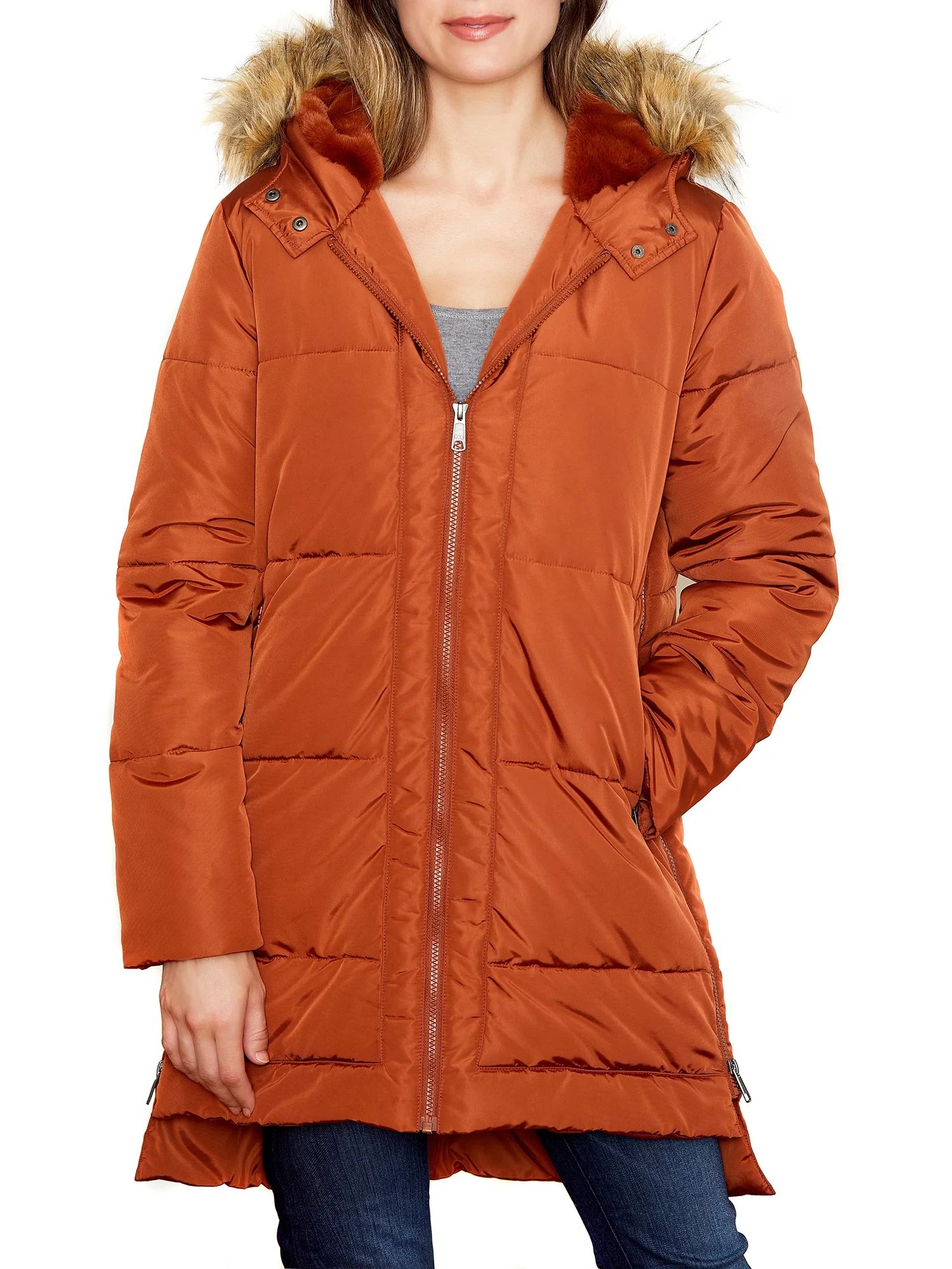 Be Boundless Women's Faux Fur Lined Hooded Parka Coat - Walmart.com | Walmart (US)
