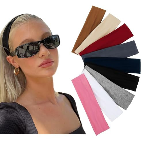 Multicolor Soft Fabric Headbands for Women - Elastic Non-Slip Head Bands, Fashion School Hair Accessories, 9 Pack | Amazon (US)