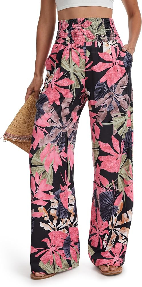 Tall Women's 32"/34"/36" Inseam Palazzo Pants High Waisted Casual Wide Leg Summer Beach Lounge Tr... | Amazon (US)