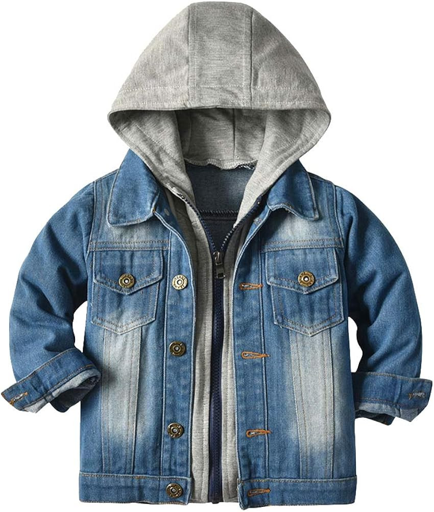 Toddler Baby Denim Jackets Button Down Jeans Coat Ripped Hooded Top Fall Cowboy Outwear Clothes f... | Amazon (US)