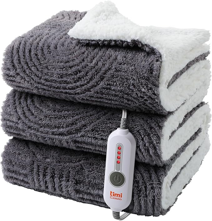 Heated Throw Blanket Electric - 50"x60" Cozy Soft Jacquard Heating Blanket with 4 Heat Levels & 4... | Amazon (US)