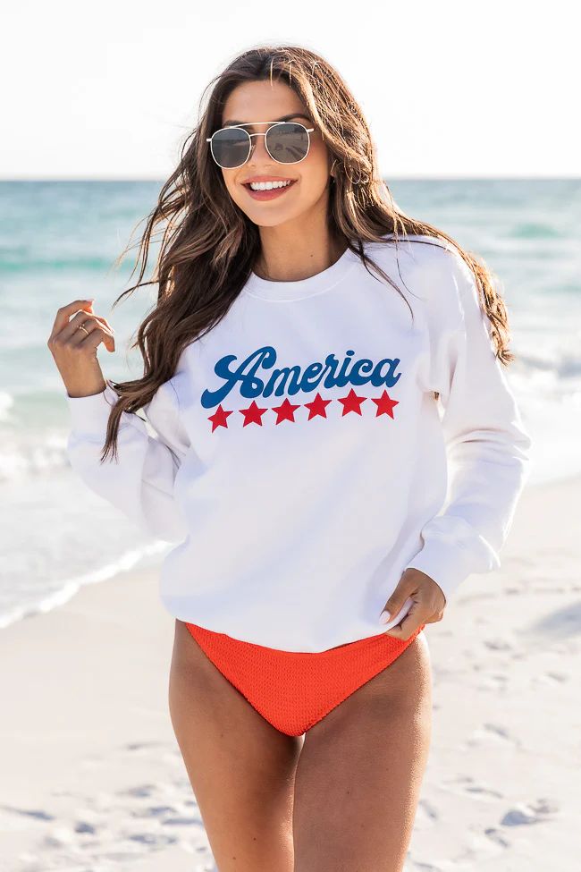 America Stars Navy and Red White Graphic Sweatshirt | Pink Lily