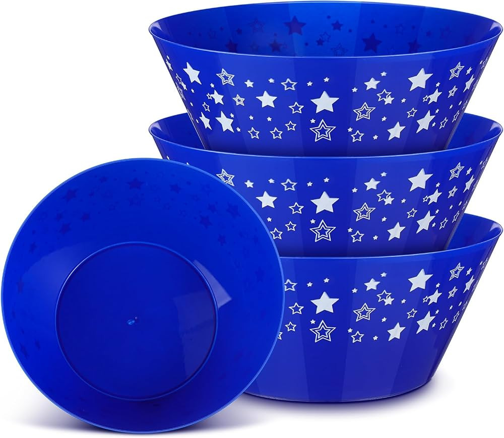 Tioncy 4 Pcs Patriotic Stars Plastic Bowls 4th of July Serving Bowls 10.2 Inches Independence Day... | Amazon (US)