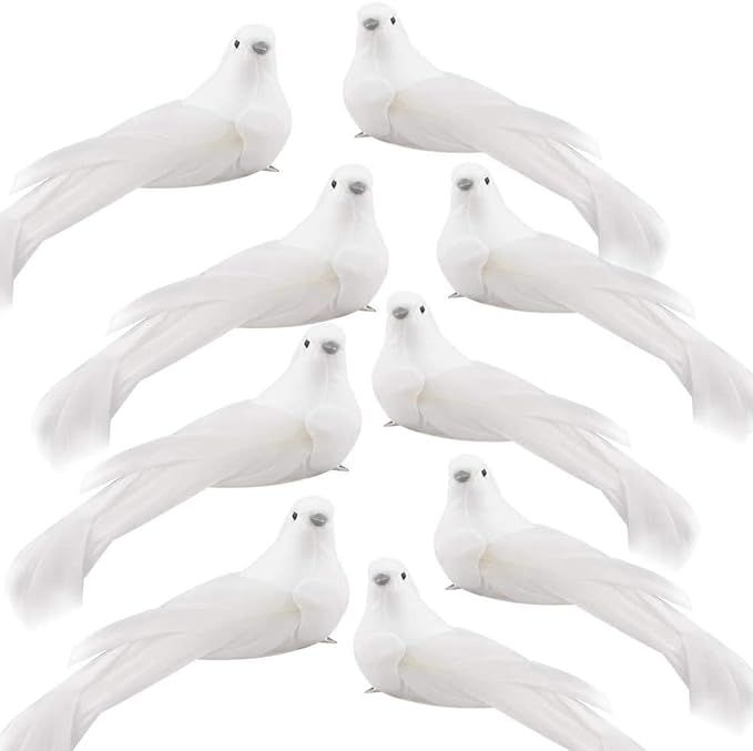 UWIOFF Artificial Birds, 12 Pcs Artificial White Doves Simulation Foam White Feathered Artificial... | Amazon (US)