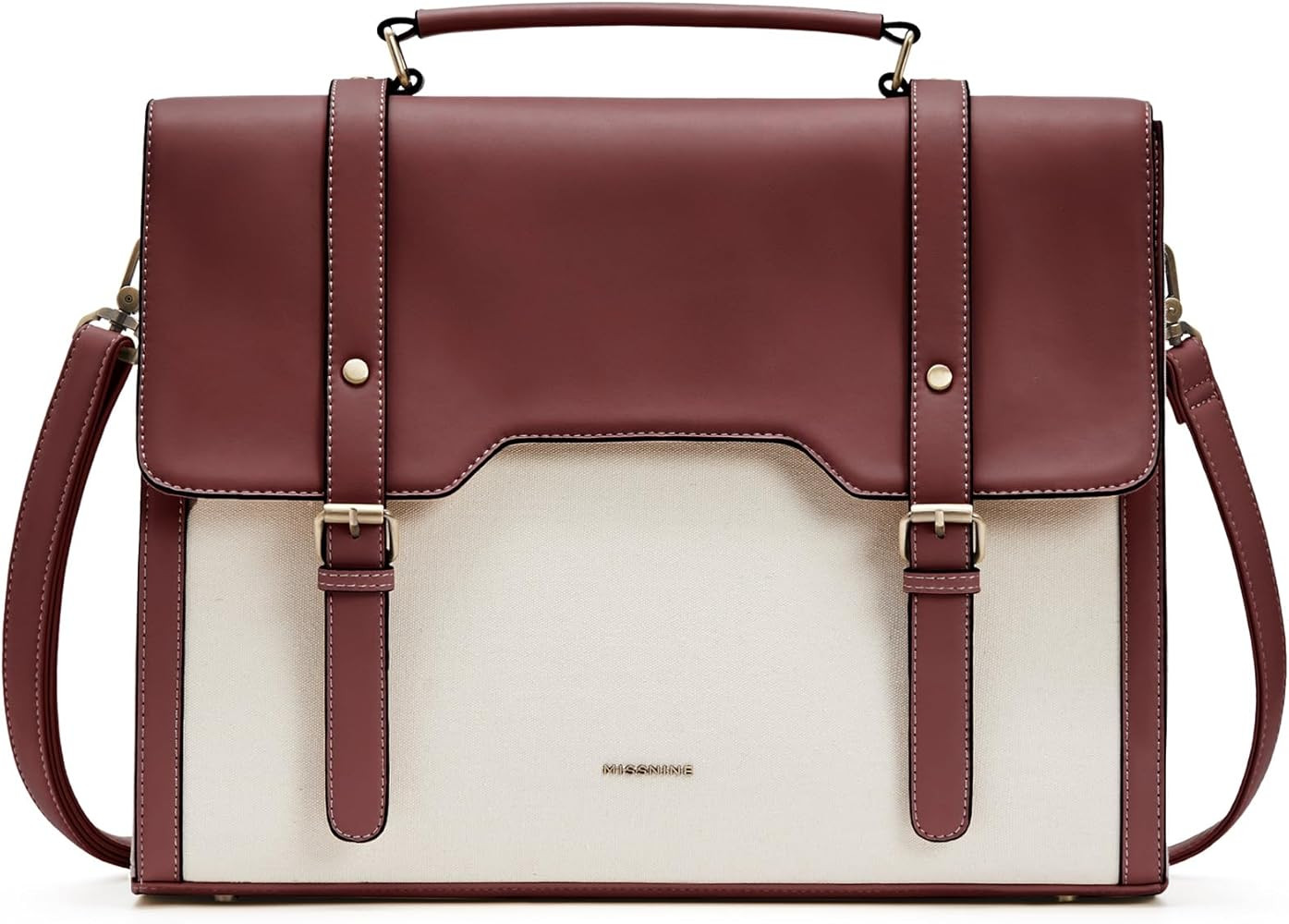 Missnine Laptop Bag 15.6 inch Canvas Messenger Bag for Women Professional Work Bag Shoulder Bag | Amazon (US)