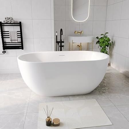 WOODBRIDGE 67" Air Bubble Acrylic Freestanding Bathtub Contemporary Soaking Tub, White Acrylic wi... | Amazon (US)