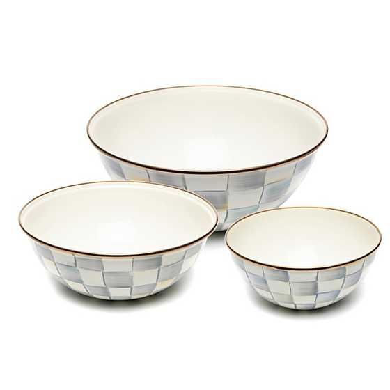 Sterling Check Mixing Bowls, Set of 3 | MacKenzie-Childs