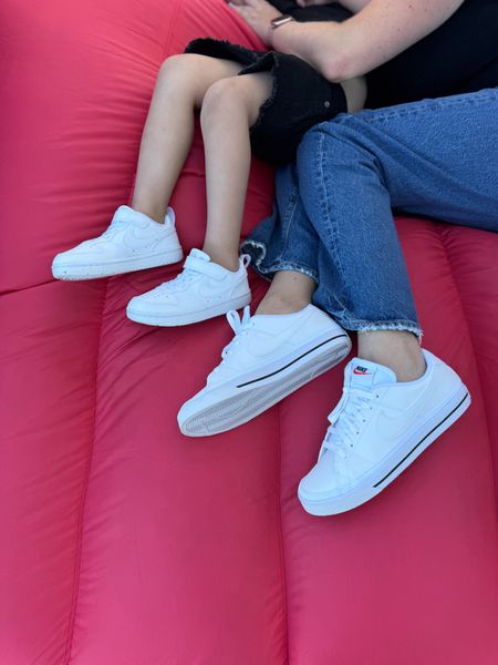 Perfect white sneakers for summer outfits! I love twinning with the my toddler boy and he loves these black cut off boys shorts! 

#LTKFamily #LTKKids #LTKShoeCrush