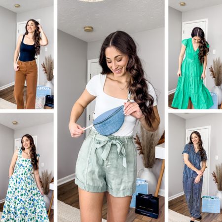 Spring and Easter inspired shopping haul - Draper James - Morton James - Free People Midi dresses, belted shorts, pajamas, brown jeans, belt bag. Size small and size 27 in jeans 

#LTKfamily #LTKfindsunder100 #LTKSeasonal
