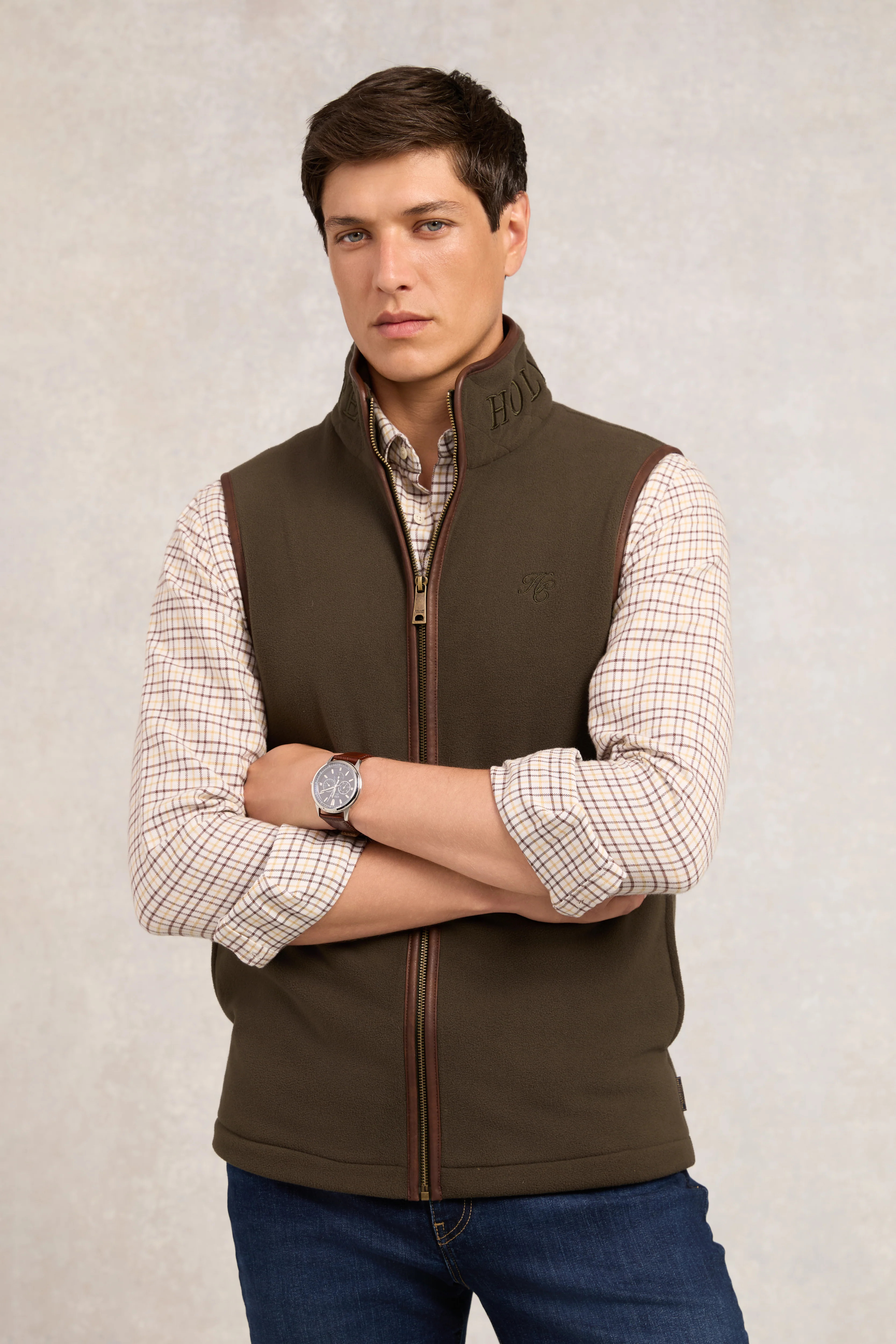 Men's Country Fleece Gilet (Khaki) | Holland Cooper
