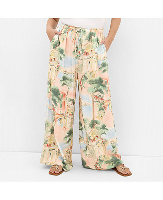 CITY CHIC Women's Halle Sardinia Print Wide Leg Pant - Macy's | Macy's