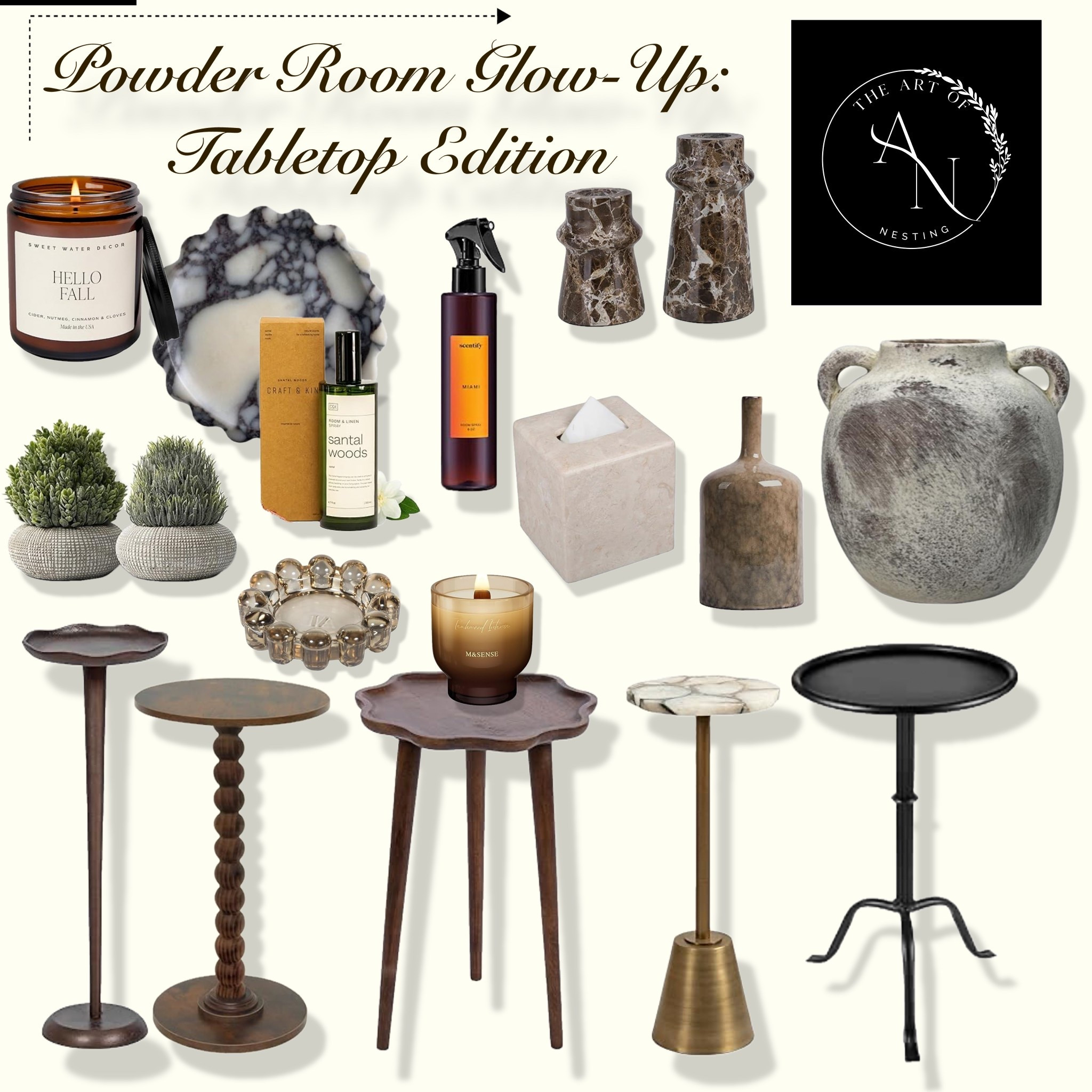 Styling tip: A cocktail table in the powder room doesn’t just add charm—it’s a chance to layer function + beauty. Start with a grounding piece (like a tray), add height with a vase or candle, then balance it with smaller accents. Keep it simple, intentional, and always leave space for practicality. 

#LTKHome