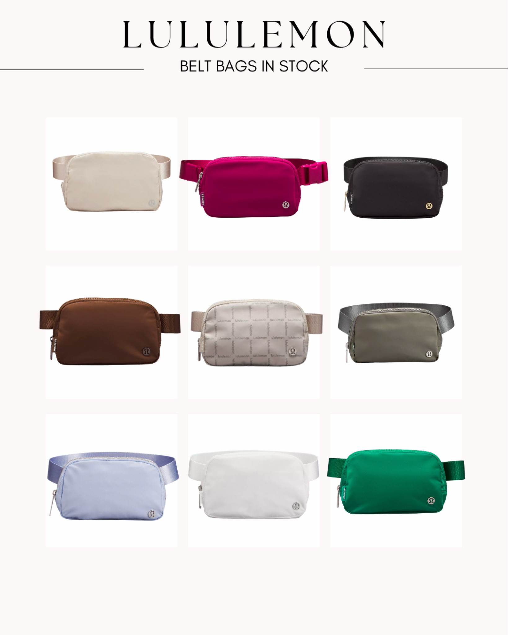 Lululemon belt bags IN STOCK🤍💕 all new colors!

#LTKunder50 #LTKFind