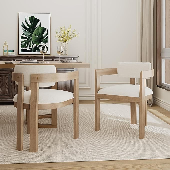 Christopher Knight Home Falcon Fabric Upholstered Dining Chairs Set of 2, Modern Wooden Dining Ar... | Amazon (US)