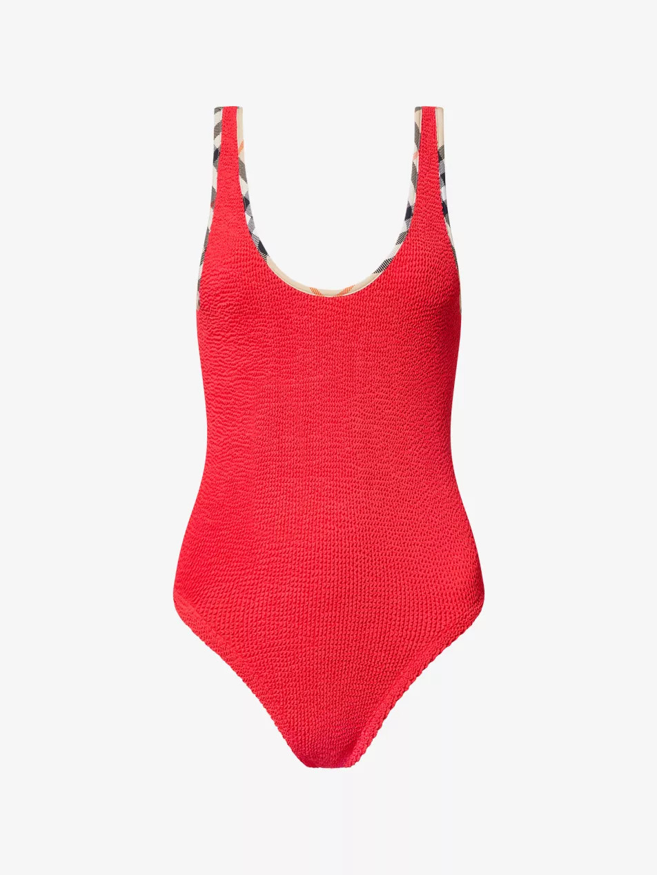 Burberry x Hunza G Faye Check-Trim Swimsuit and Scrunchie Set | Selfridges