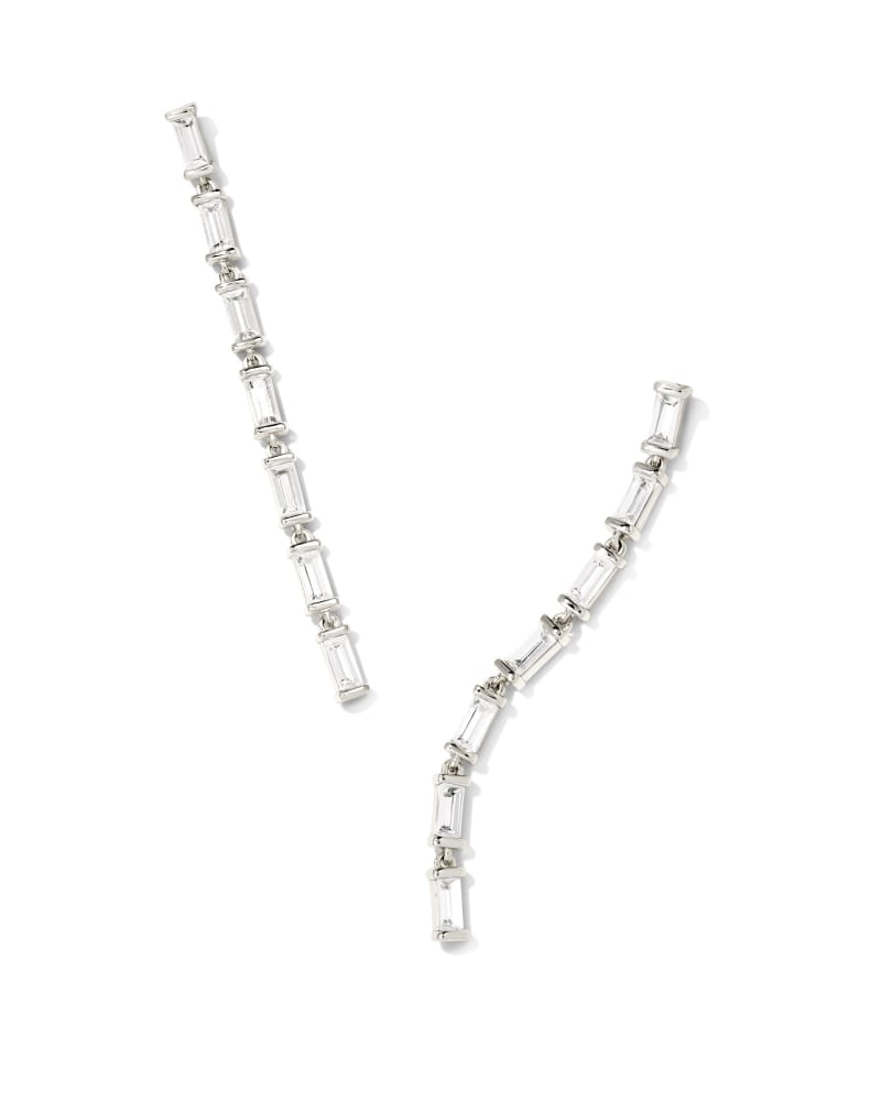 Dede Bright Silver Drop Earrings in White Crystal | Kendra Scott