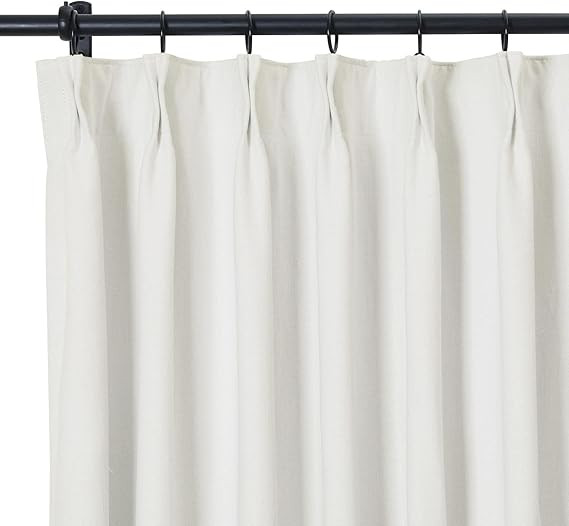 TWOPAGES 100% Cotton Beige White 102 Inches Long Curtain Pinch Pleated Drape Light Filtering Wind... | Amazon (US)