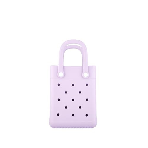 GBB Rubber Beach Bag X-Small Beach Tote Bag Waterproof Mini Tote Bag for the Beach Boat Pool Sports Travel Bag Open Handbag, Light Purple, XS | Amazon (US)