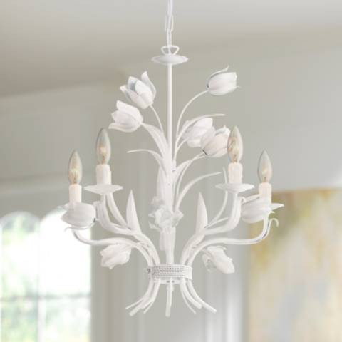 Crystorama Southport 20" 5-Light Candelabra White Flower Chandelier | Lamps Plus
