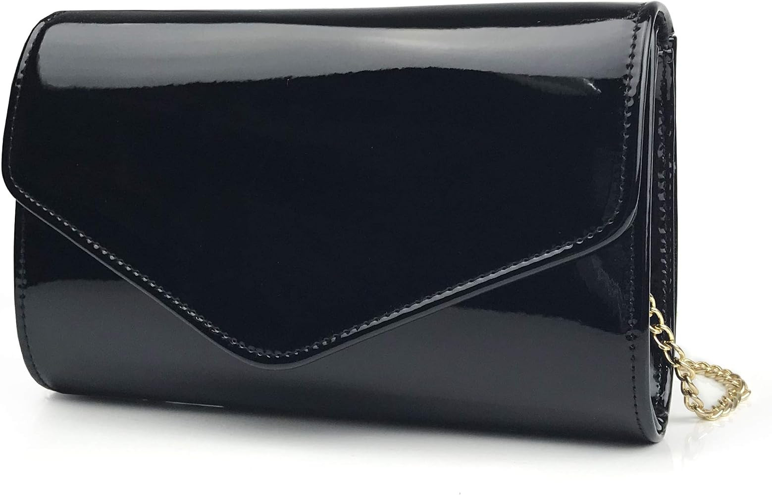 HOXIS Glossy Envelope Evening Clutch Faux Patent Leather Women Chain Shoulder Bag Solid Color Pur... | Amazon (US)