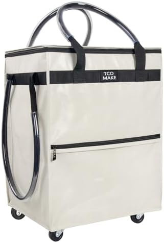 Reusable Grocery Bag on Wheels, (Medium, Beige) Rolling Shopping Bags with Wheels and Handle, Fol... | Amazon (US)