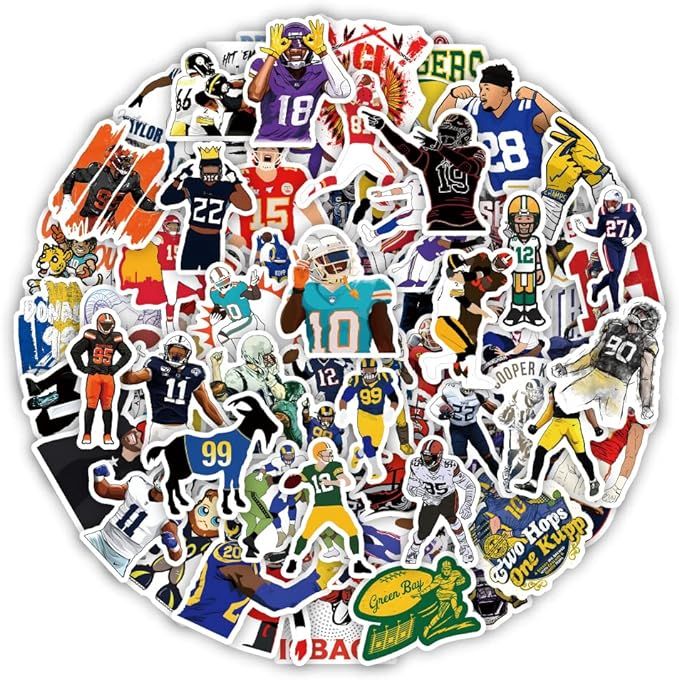 HCNOCNB American Football Stickers for Rugby Team Fans(100pcs) Vinyl Waterproof Stickers for Wate... | Amazon (US)