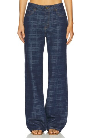 LIONESS Top Model Jeans in Indigo Plaid from Revolve.com | Revolve Clothing (Global)