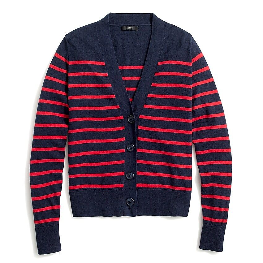 Striped V-neck cotton cardigan sweater | J.Crew Factory