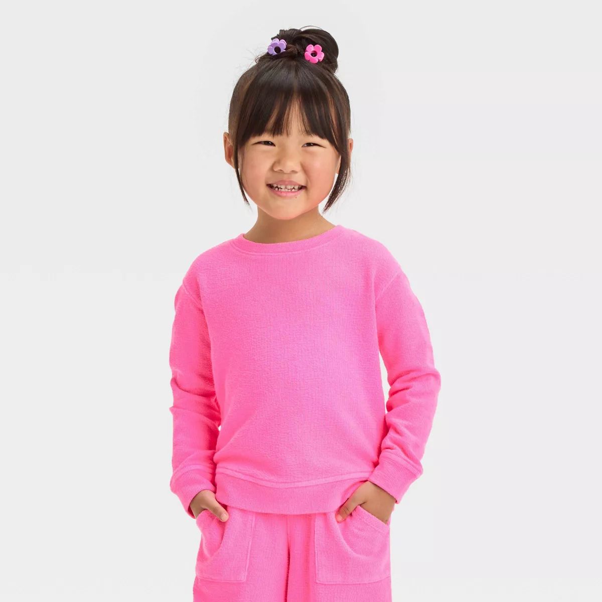 Toddler Girls' Fleece Sweatshirt - Cat & Jack™ Neon Pink 2T | Target