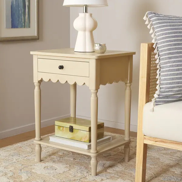 SAFAVIEH Haven Farmhouse 1-Drawer Accent Table - 19"W x 16"D x 26"H - Bed Bath & Beyond - 4256733... | Bed Bath & Beyond
